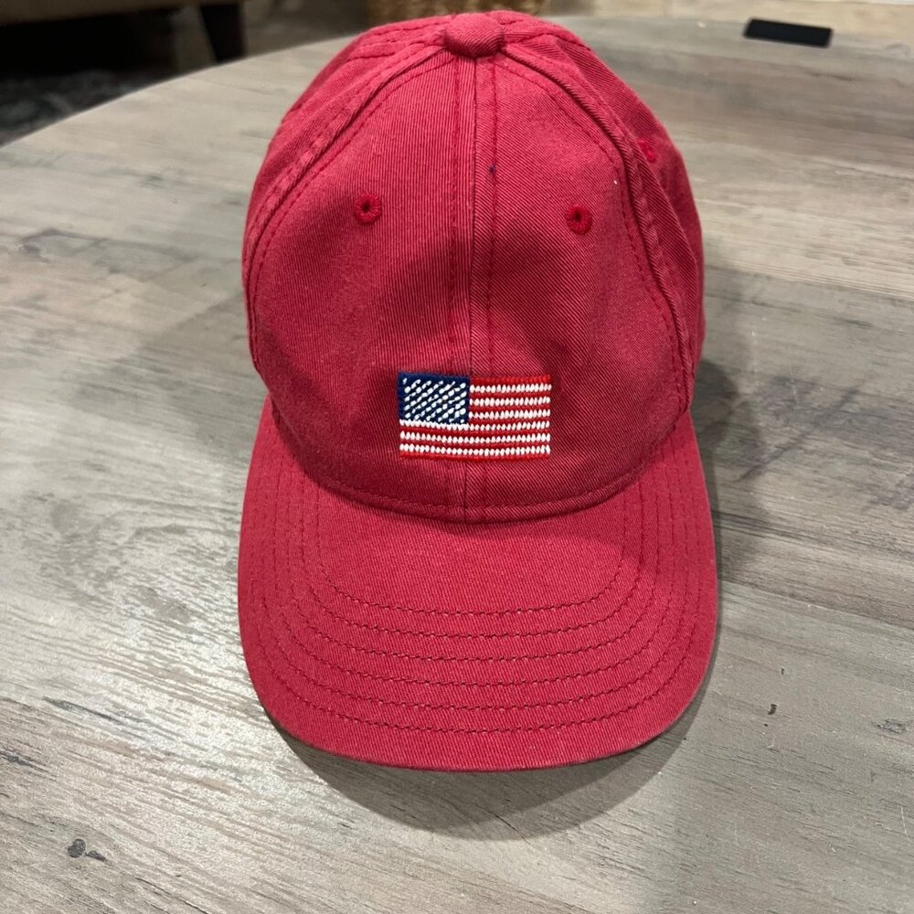Vintage American Flag Red Baseball Cap Washed Twill Adjustable Youth Unisex Hat